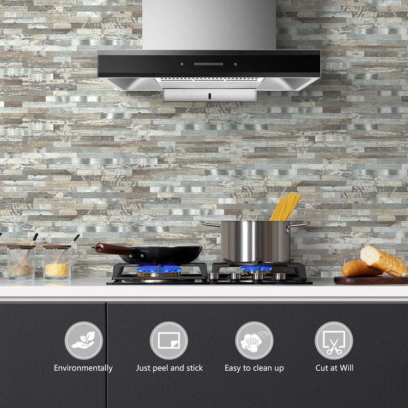Midcard 10 Pieces Peel and Stick Backsplash PVC Wall Tile,for Kitchen Backsplash,Bathroom,Fireplace,Laundry - Image 4